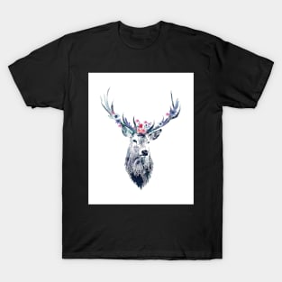 Pointillism (dotty) Deer with flower crown T-Shirt